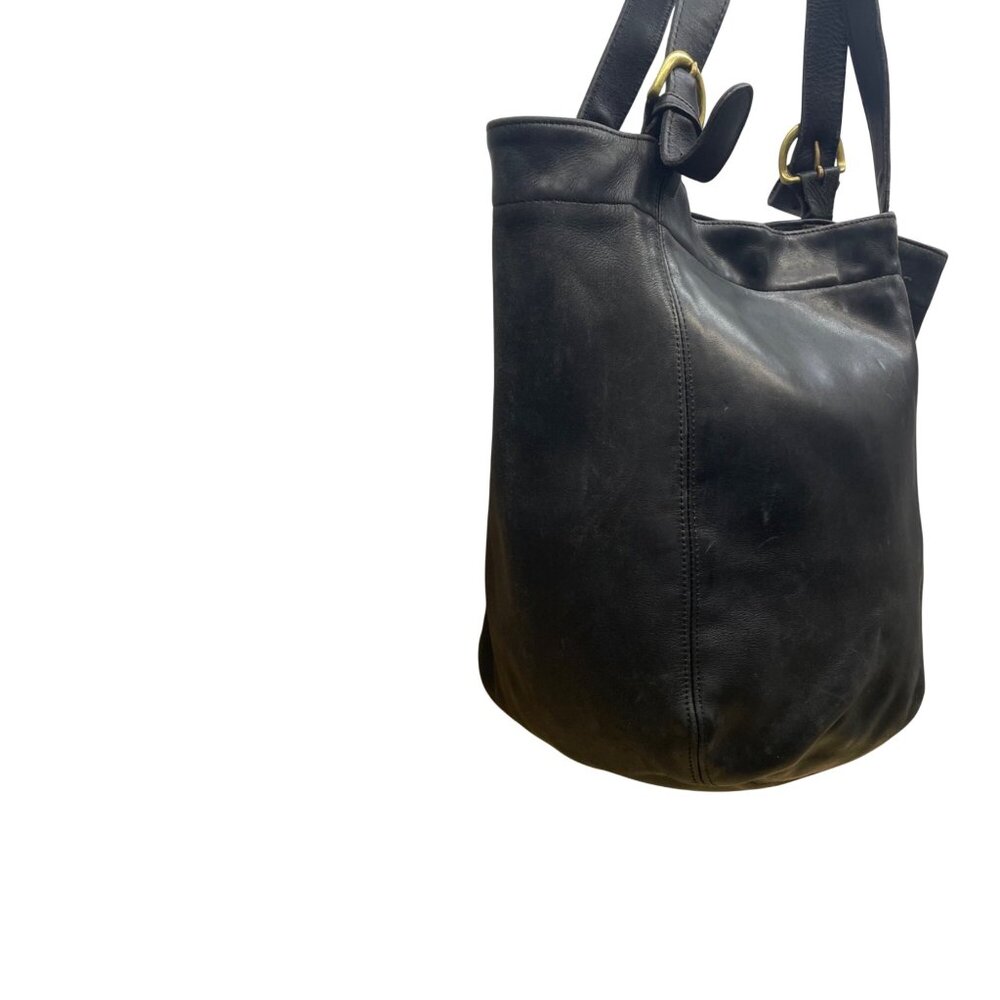 Coach Women’s Black Leather With Brass Hardware Double Handle Tote Bag - Picture 4 of 13